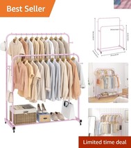 Chic Double Rods Garment Rack with Wheels: Stylish Clothing Organizer in... - $910.96 MXN