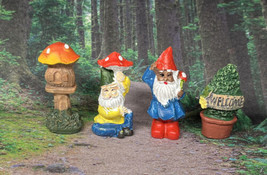 Mini Fairy Garden Mushroom Gnomes Bird House Welcome Sign Figurine Resin... - £4.32 GBP