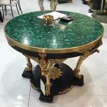 Green Marble Coffee Table, Round Malachite Table, Center Table Decor - $691.02