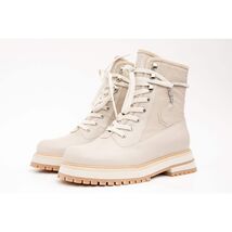 The Arata Cream Leather Lace-Up Ankle Women Boot With a Side Zipper image 2