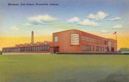 Mechanics Arts Technical School Evansville Indiana linen postcard - £5.04 GBP