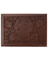 Sugar Skull Wood Engraved Secret Stash Jewelry Trinket Box 7X5&quot; Day of t... - $456.14 MXN