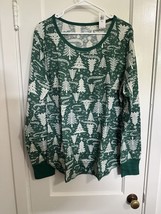 Old Navy Green Christmas Trees AOP Long Sleeve Thermal Pajama Shirt Size XL Tall - $19.99