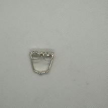 Silver Tone Eyeglasses Brooch Pin with gemstones - £13.24 GBP