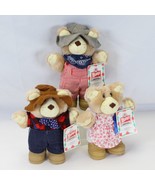 Furskin Bear With Tag Wendy&#39;s 1986 Overalls Hat Boots Scarf Christmas  L... - $13.71