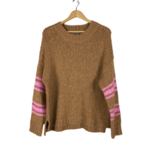 AERIE Soft Wool Blend Rugby Stripe Oversized Slouchy Rustic Sweater NEW SMALL - £18.44 GBP