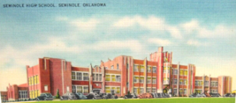 Tichnor Boston Linen Postcard Seminole Oklahoma Seminole High School 193... - £2.32 GBP
