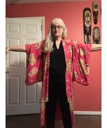 CL-KIM-8 Pre WWII vintage long multicolor pink red floral design Kimono ... - €97,46 EUR