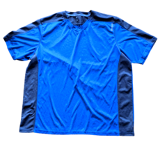 Reebok Men&#39;s Playdry Performance Shirt Top Workout Gym Runner Jog Blue Black XL - £7.86 GBP