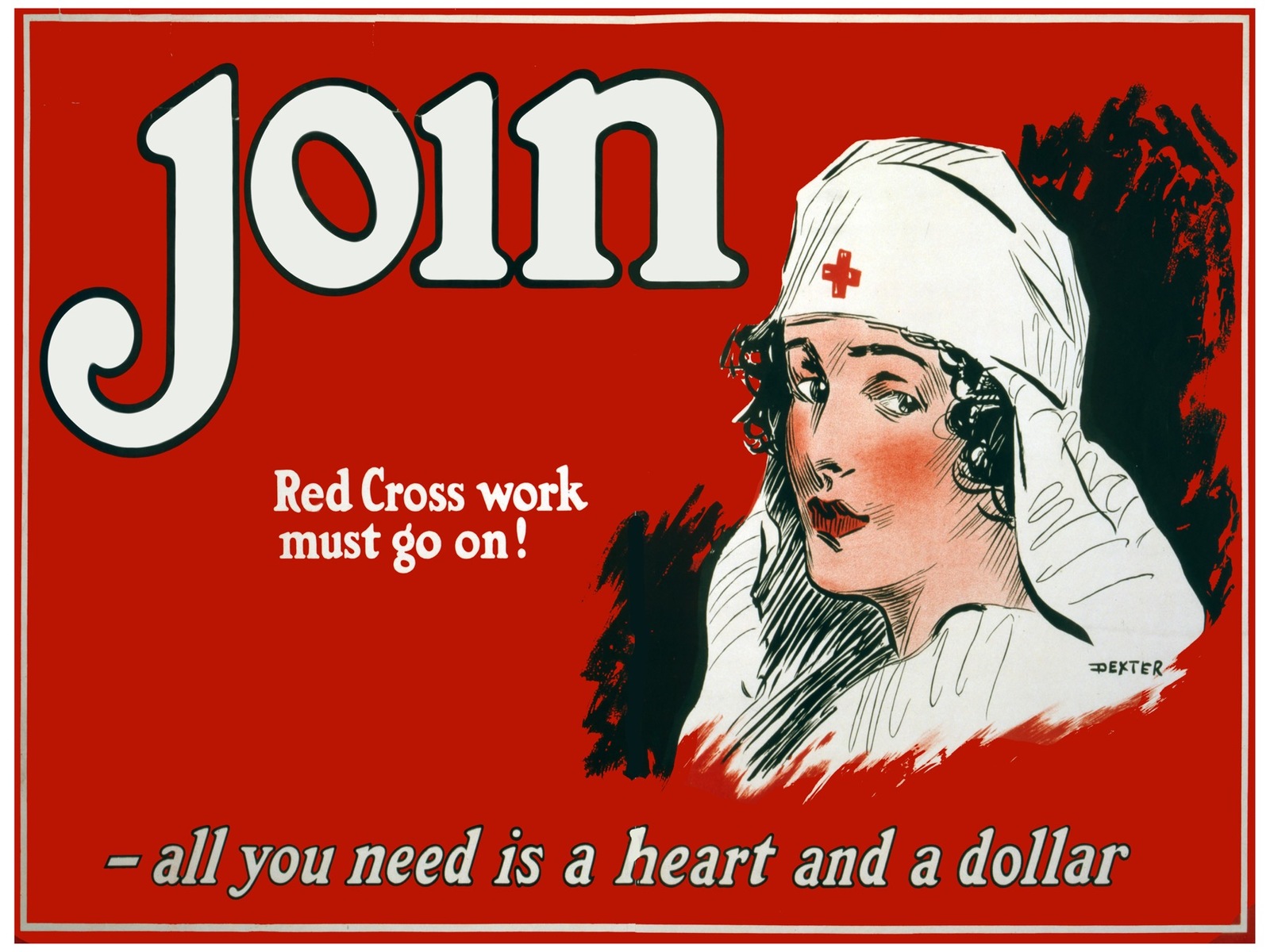 7612.Join me.American red cross.nurse with white hat.POSTER.art wall decor