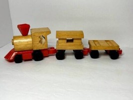 1972 Mattel Motor Putt-Putt Railroad Train Set parts 3 piece wooden Train - $14.82