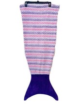 Girls Mermaid Tail Ombre Pink &amp; Purple Striped Plush Snuggle Sack Soft B... - £7.15 GBP
