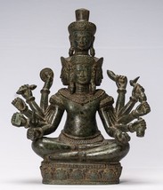 Ancien Khmer Style Trimurti Shiva Brahma Vishnu Statue - 36cm/14 &quot; - £969.75 GBP