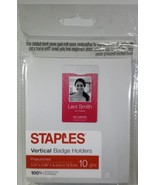 Staples Clear Vertical ID Badge Holder Pre Punched Lanyard Clips 10 Count - $19.43 CAD
