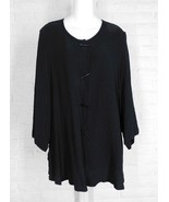 MOONLIGHT Shirt Tunic Button Down Tencel Black Large - $24.74