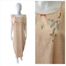 Antique 1920s Deco Cotton/Linen  Floral Embroidered Nightgown - $113.85
