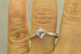 14K White Gold Over 2 Ct Princess Cut Diamond Kite Set Solitaire Engagement Ring - £52.79 GBP