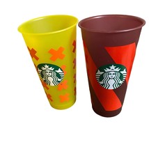 Starbucks Set of 2 Summer Edition Yellow and Red 24 oz Reusable Drink Tumblers  - £21.80 GBP
