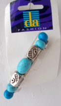 Turquoise &amp; Silver Tone Beads DA FASHION Hair Barette Southwest Embellis... - $14.84