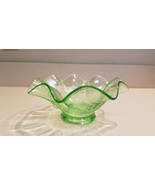 Vintag Green Depression Floral Design Wavy Edge 7" Candy Dish Bowl - $14.80