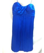 Cache Royal Blue Silky Strapless Bubble Dress Sz 8 Shiny Club Evening - $47.91 CAD