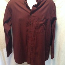 Roundtree &amp; Yorke Mens Large Tall 17 Wine Colored Button Up Shirt  - £7.78 GBP