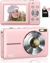 Digital Camera For Kids, Lecran 1080P 44Mp Kids Camera With 32Gb Card, Pink - £51.83 GBP