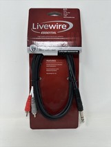 Livewire Essential Interconnect Y-Cable 1/4&quot; TRS Male to RCA Male 6 ft. Black - £10.36 GBP