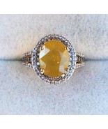 Yellow Sapphire /Zircon Double Halo Ring in YG Vermeil Over Sterling Sil... - £98.25 GBP