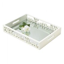 WELCOME HOME MIRROR SERVING TRAY White Wood - $40.95