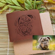 Dog Lover Gift Personalized Custom Leather Handmade Engraved Dog Photo Wallet  - £36.27 GBP