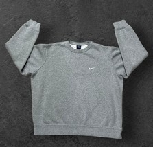 Vintage Nike Sweatshirt Adult XL Gray Mini Swoosh Pullover Blue Tag 80s - £44.35 GBP