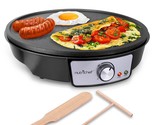 Electric Griddle &amp; Crepe Maker | Nonstick 12 Inch Hot Plate Cooktop | Ad... - £40.08 GBP