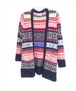 Old Navy Long Open Front Cardigan Sweater Multi-Color Nordic Print X-Small - $27.15 CAD