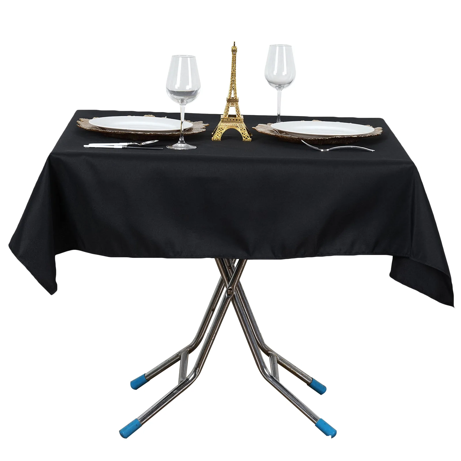 Black - 5pcs 54&quot; x 54&quot; Rectangle Tablecloth Premium Heavy Duty Polyester - £62.25 GBP