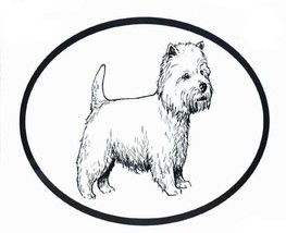 West Highland White Terrier Decal - Dog Breed Oval Vinyl Black &amp; White Sticker - £3.13 GBP