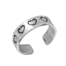 Fine Sterling Silver 925 Heart Oxidized Adjustable Toe Ring or Finger Ring - £12.77 GBP