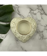 Lenox Vintage Heart Shaped Votive Candle Holder Cream Floral Gold Cottage - $17.81