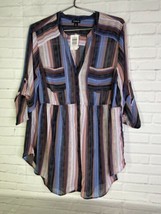 TORRID Emma Babydoll Chiffon Tunic Blouse Top Stripes Womens Plus Size 0X L 12 - £35.03 GBP
