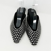 Zara Womens Black Faux Suede Silver Studs Round Heel Slide Mule, Size 8 US 39 EU - £19.67 GBP