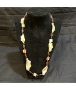 Gorgeous Handmade Beaded Necklace White Coral Brown Fashion Jewelry KG - $13.52 CAD
