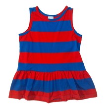 Hanna Andersson Girls Red and Blue Striped Sleeveless Peplum Tank Shirt, Size US - £14.30 GBP