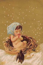 1880s Gold Baby in Bird Nest Trade Card Unbranded - £7.59 GBP