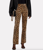 $428 FRAME Le Mini Boot Cheetah-Print Velvet Pants Trousers | Sz 4 33&quot; inseam N1 - £95.74 GBP