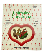 What&#39;s New Whimsical Christmas Cross Stitch Chipmunk Red Heart Frame Kit... - $14.56