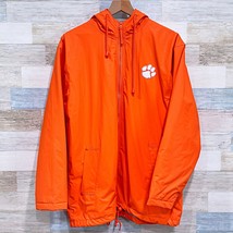 Clemson Tigers Waterproof Hooded Rain Jacket Orange Insulated Fleece Mens Large - £50.69 GBP