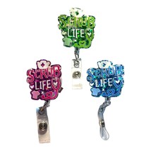 Glitter &quot;Scrub Life&quot; Badge Reel – Choose Pink, Green, or Blue - $7.61