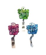 Glitter &quot;Scrub Life&quot; Badge Reel – Choose Pink, Green, or Blue - $140.69 MXN