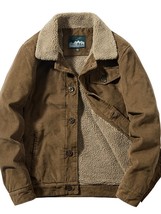 Corduroy Winter Coat men Puffer Jacket Autumn And Winter New Korean Style Long L - £106.10 GBP