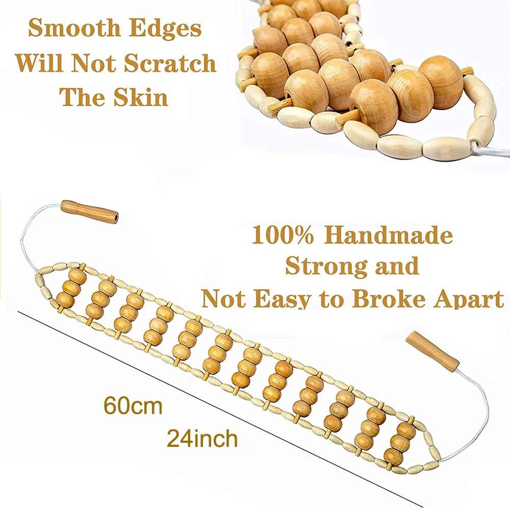 House Home HEAATHH Wood Back MAage Roller Rope, Wood Therapy Cellulite MAage Too - £27.97 GBP